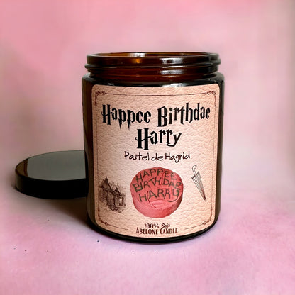 “Happee Birthdae Harry” - Abelone Candle